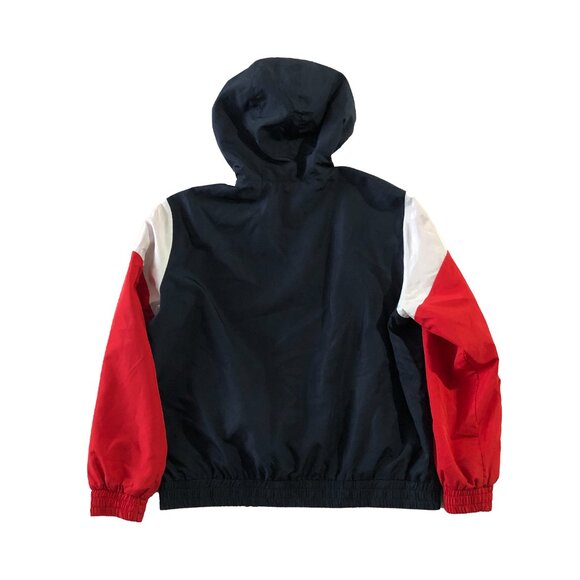 H&M Divided Mens M Full Zip Blue Red White Hooded Full Zip Windbreaker Jacket - Picture 7 of 7